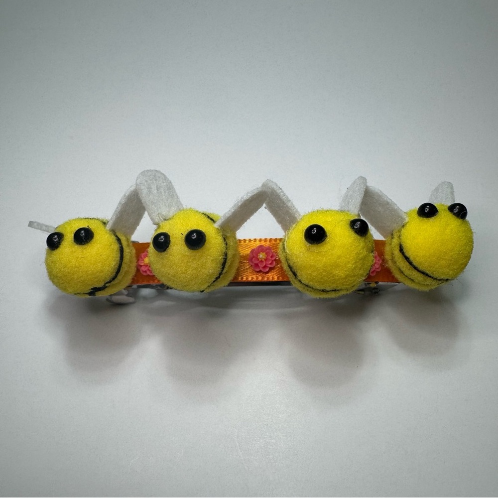 Hand Crafted Plush Bumblebee and Flower Hair Barrette
